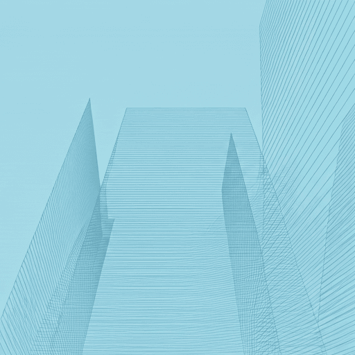 Monochromatic high-angle view of a modern brutalist architectural structure with clean geometric lines and strong shadow play.